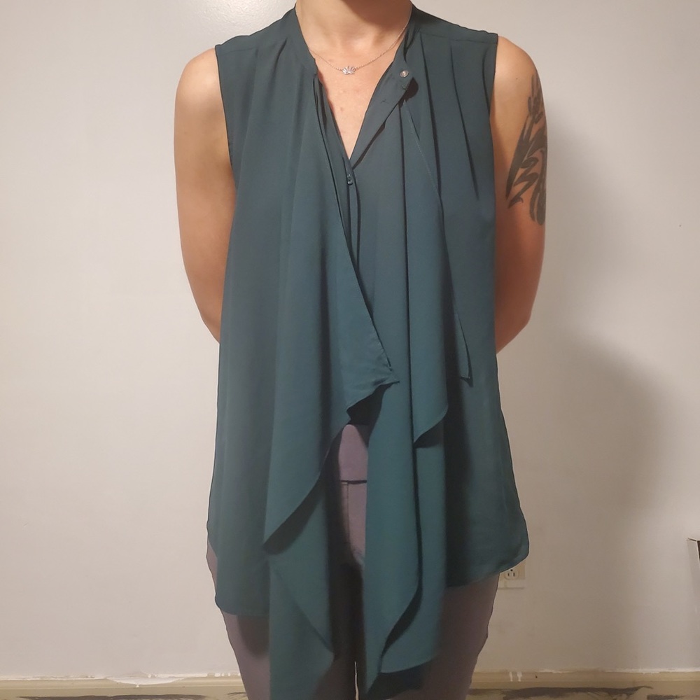 Scarf-esque sleeveless button up